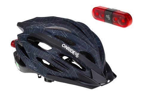 Шлем ONRIDE Grip черный L (58-61 см) и  M (55-58 см) + Мигалка ONRIDE Row