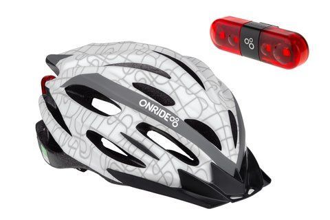 Шолом ONRIDE Grip белый L (58-61 см) и M (55-58 см) + Мигалка ONRIDE Row Артикул