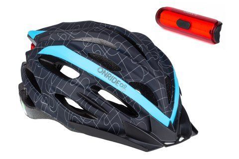 Шолом ONRIDE Grip черный/синий L (58-61 см) и M (55-58 см) + Мигалка ONRIDE View 270