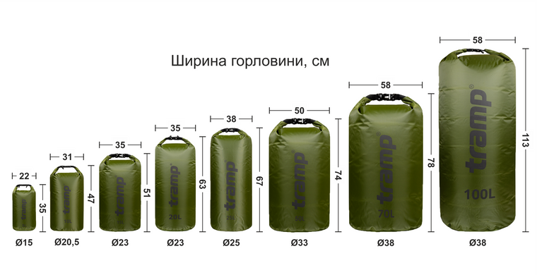 Гермомішок Tramp PVC Diamond Rip-Stop 10 л UTRA-111 Оливковий,Помаранчовий